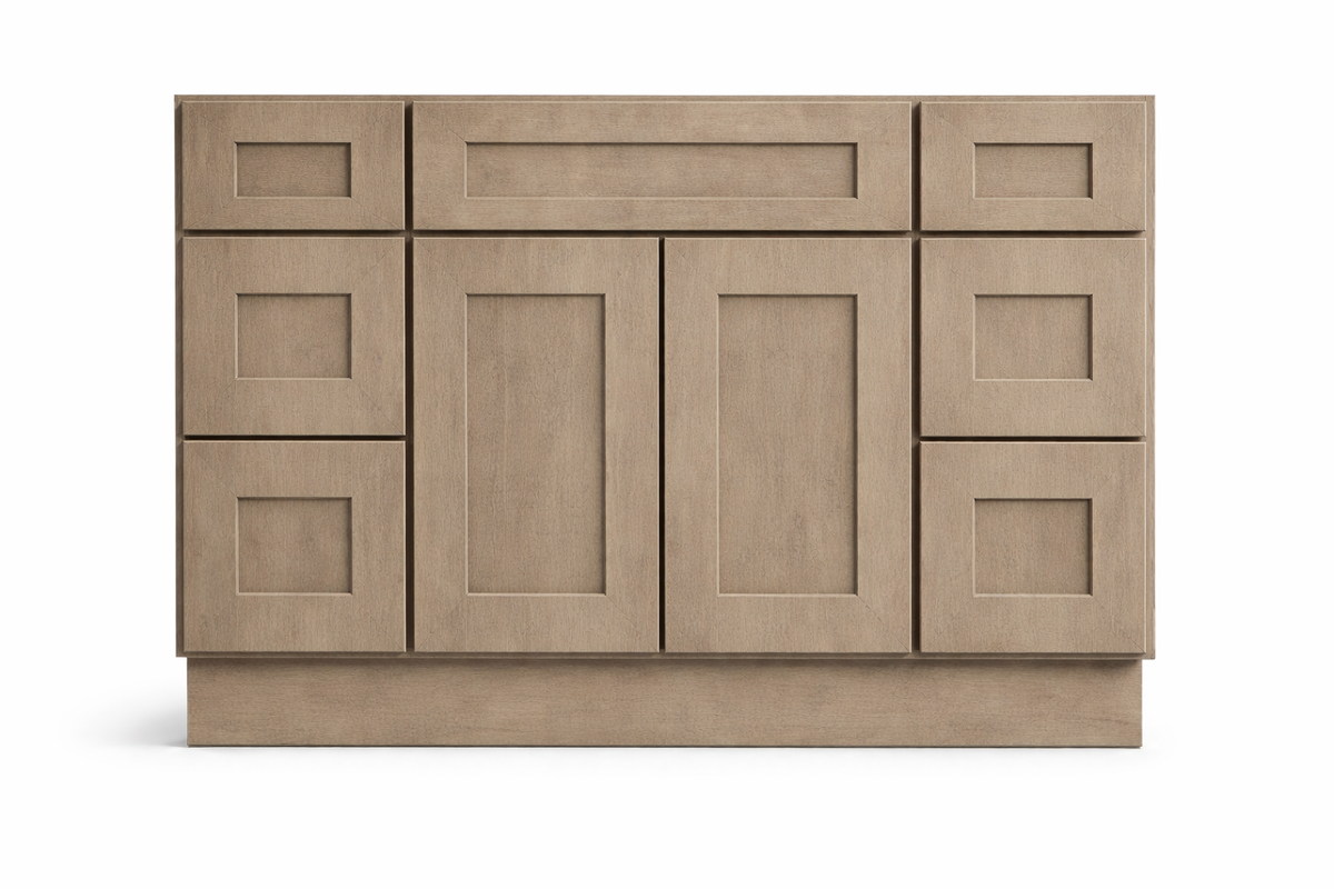 Shaker Style Vanity Combination Six Drawer w/ Butt Doors in Portabella