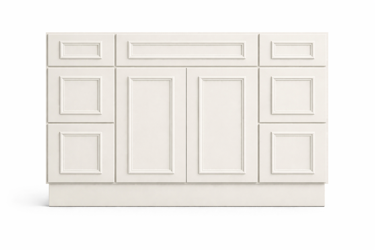 CRP-10161 Style Vanity Combination Six Drawer w/ Butt Doors in SW7010 White Duck