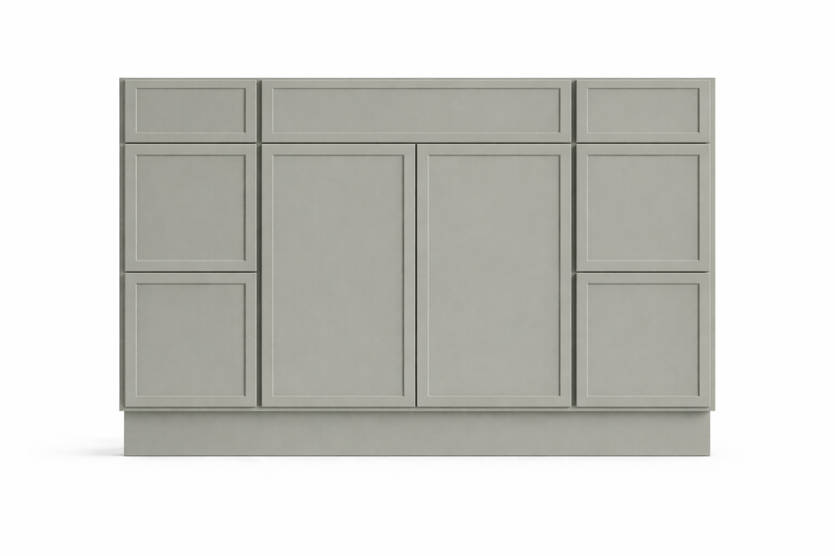 Slim Shaker Style Vanity Combination Six Drawer w/ Butt Doors in SW7017 Dorian Gray