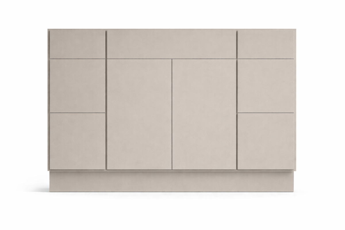 Slab Style Vanity Combination Six Drawer w/ Butt Doors in SW7030 Anew Gray