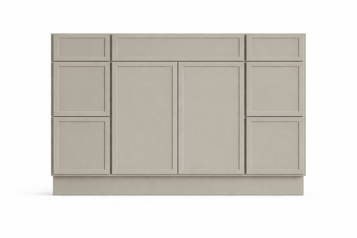 Slim Shaker Style Vanity Combination Six Drawer w/ Butt Doors in SW7030 Anew Gray