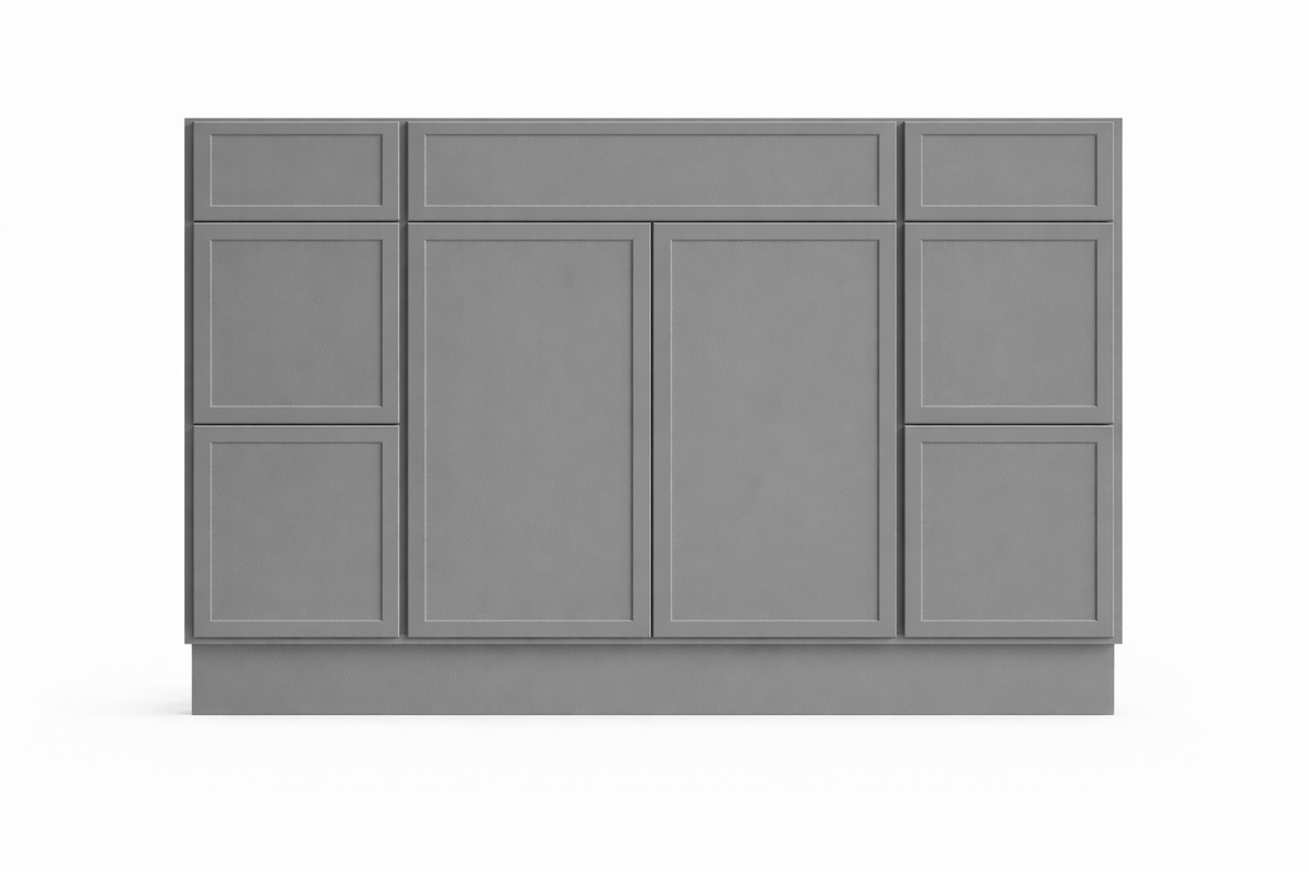 Slim Shaker Style Vanity Combination Six Drawer w/ Butt Doors in SW7067 Cityscape