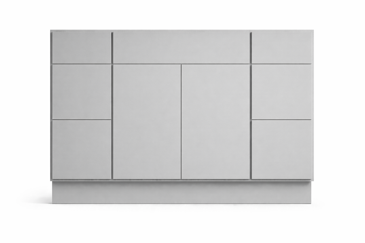 Slab Style Vanity Combination Six Drawer w/ Butt Doors in SW7663 Monorail Silver