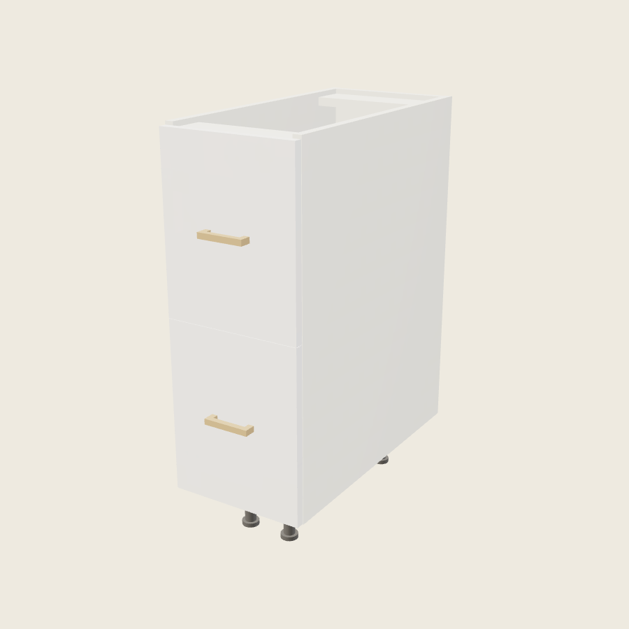 Palermo Gloss White Two Drawer Base - 2DB12 — 2020 catalog rendering; finish and installed options are illustrative