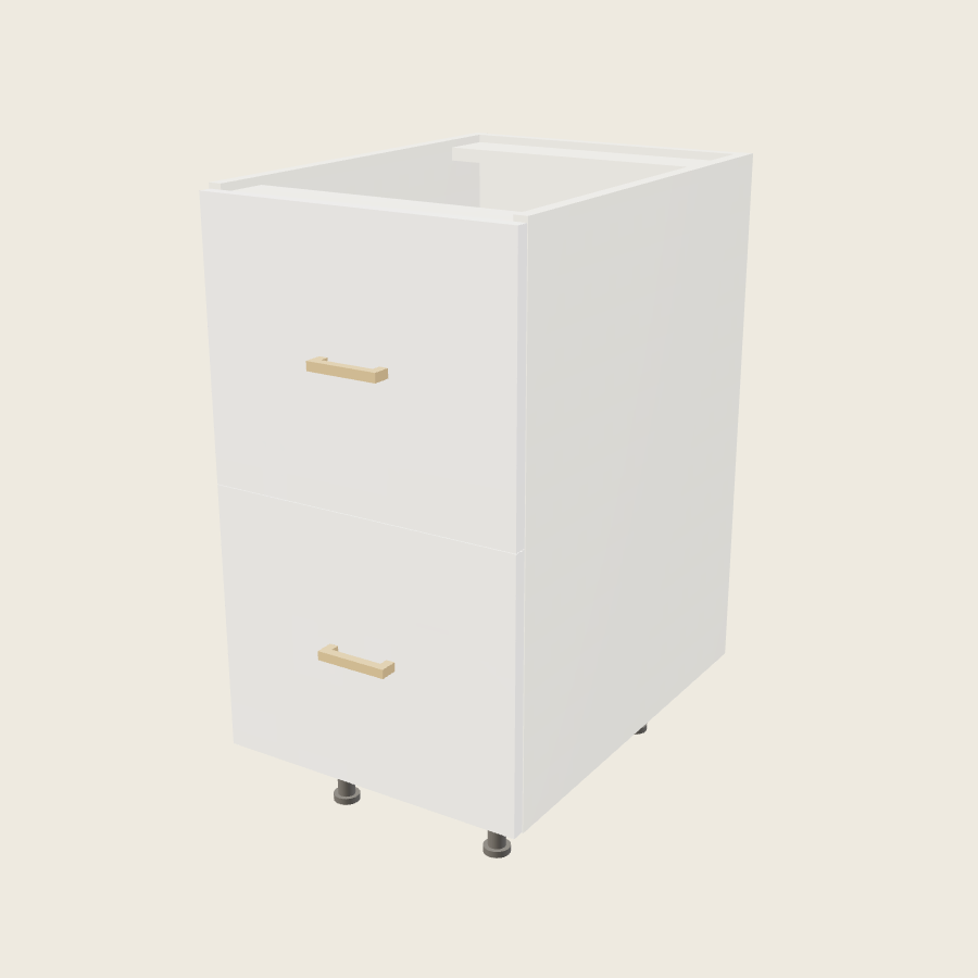 Palermo Gloss White Two Drawer Base - 2DB18 — 2020 catalog rendering; finish and installed options are illustrative
