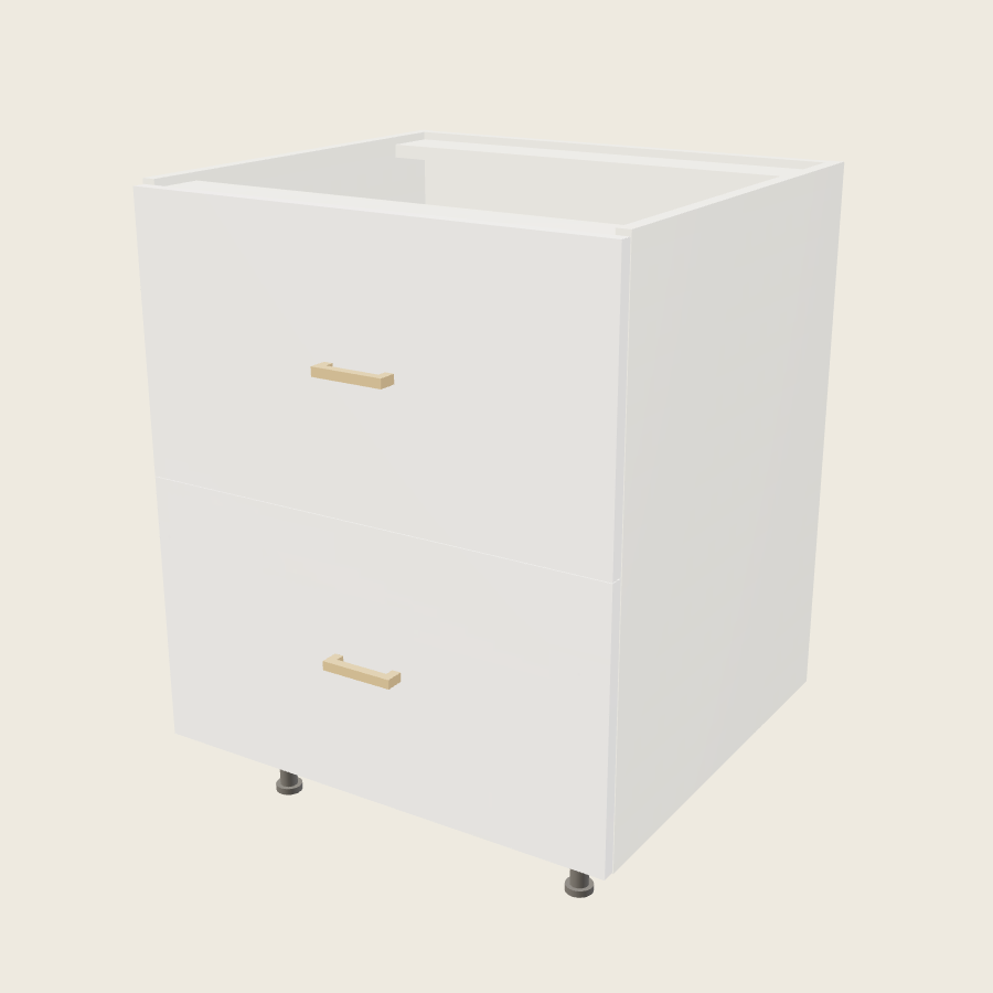 Palermo Gloss White Two Drawer Base - 2DB27 — 2020 catalog rendering; finish and installed options are illustrative