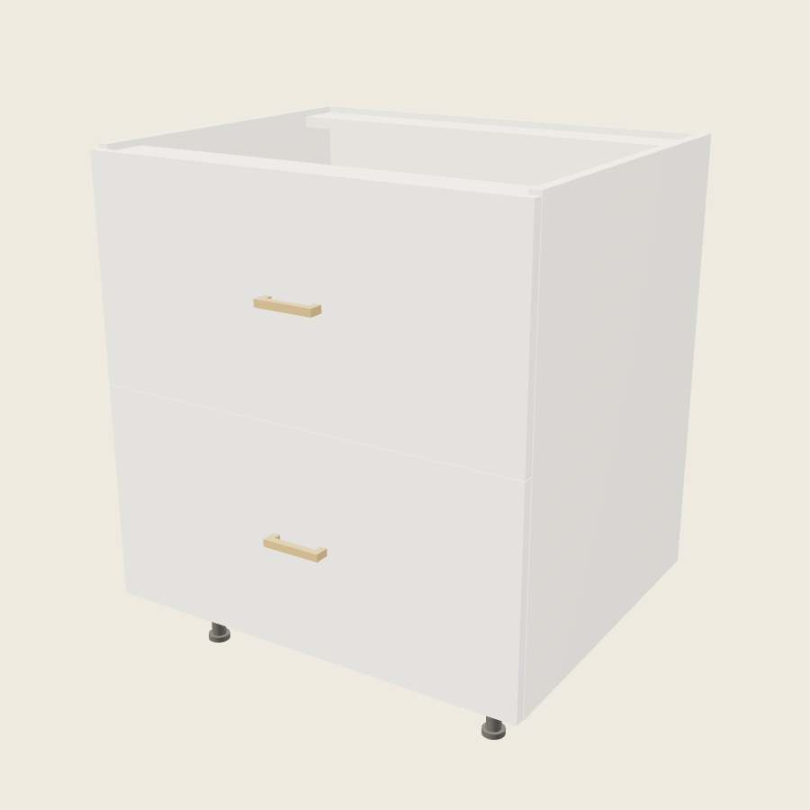 Palermo Gloss White Two Drawer Base - 2DB30 — 2020 catalog rendering; finish and installed options are illustrative