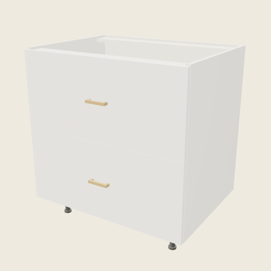 Palermo Gloss White Two Drawer Base - 2DB33 — 2020 catalog rendering; finish and installed options are illustrative