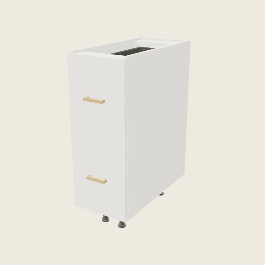 Palermo Gloss White Two Drawer Bases with One Inner Drawer - 2DBID12 — 2020 catalog rendering; finish and installed options are illustrative