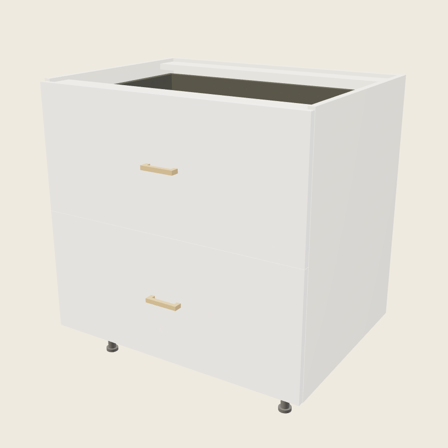 Palermo Gloss White Two Drawer Bases with One Inner Drawer - 2DBID33 — 2020 catalog rendering; finish and installed options are illustrative