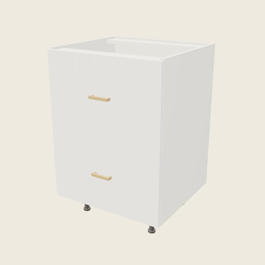 Palermo Gloss White Two Drawer Vanity Base - 2VDB24 — 2020 catalog rendering; finish and installed options are illustrative