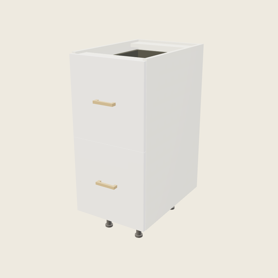 Palermo Gloss White Two Drawer with One Inner Drawer Vanity Base - 2VDBID15 — 2020 catalog rendering; finish and installed options are illustrative