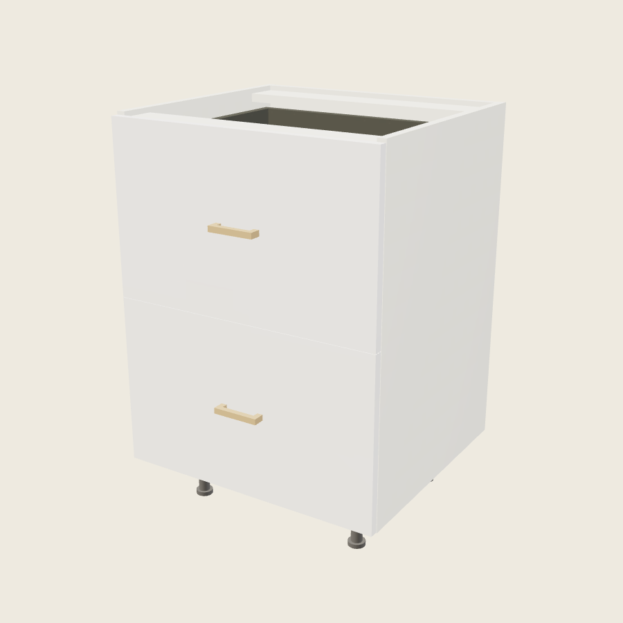 Palermo Gloss White Two Drawer with One Inner Drawer Vanity Base - 2VDBID24 — 2020 catalog rendering; finish and installed options are illustrative