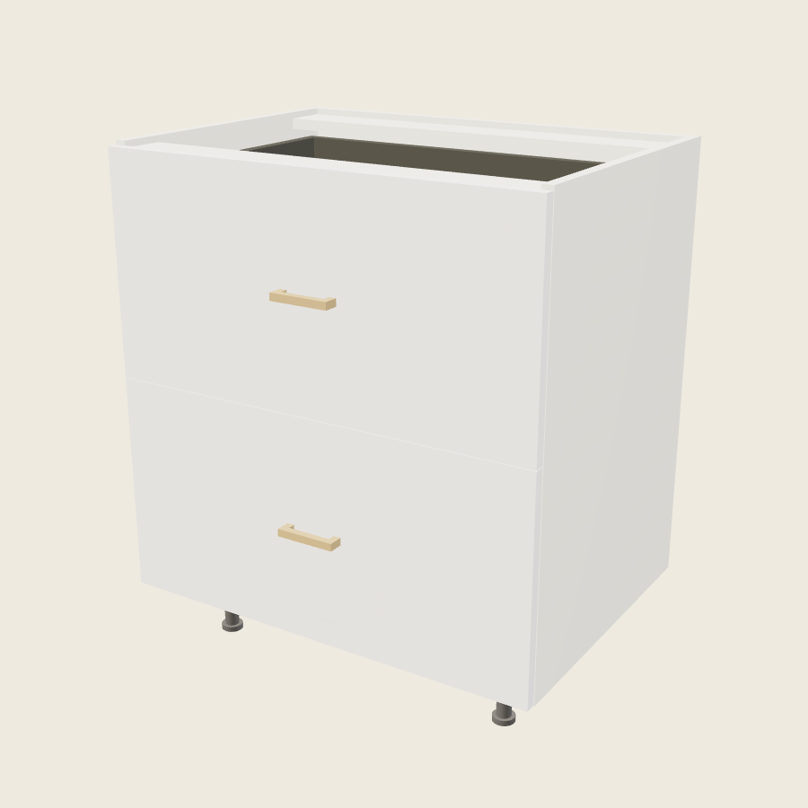 Palermo Gloss White Two Drawer with One Inner Drawer Vanity Base - 2VDBID30 — 2020 catalog rendering; finish and installed options are illustrative