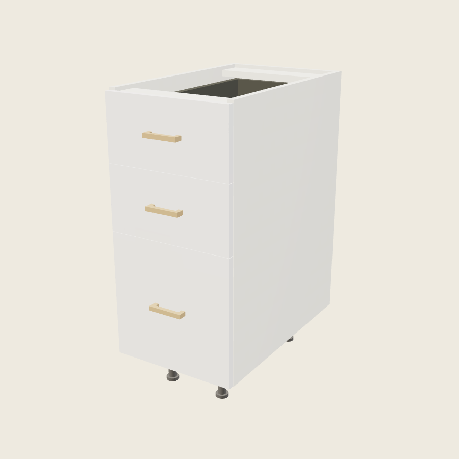 Palermo Gloss White Three Drawer Base - 3DB15 — 2020 catalog rendering; finish and installed options are illustrative