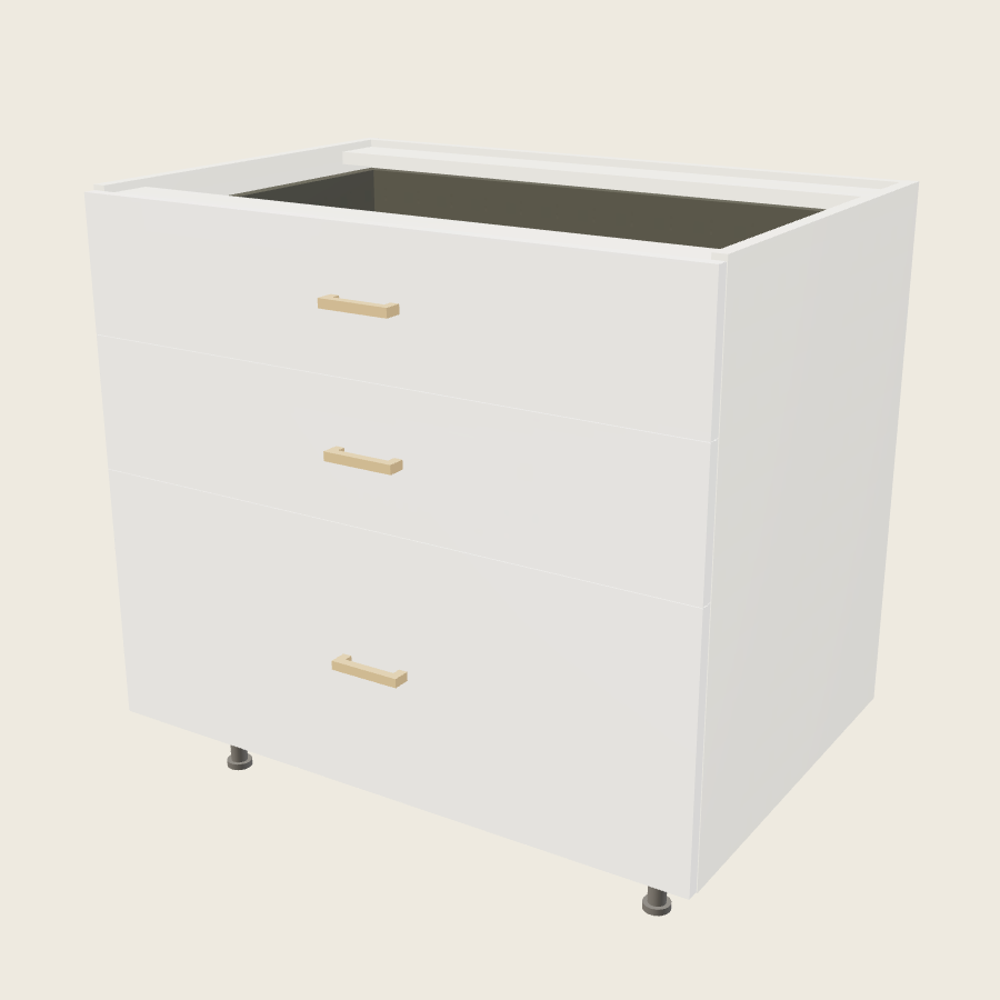 Palermo Gloss White Three Drawer Base - 3DB36 — 2020 catalog rendering; finish and installed options are illustrative