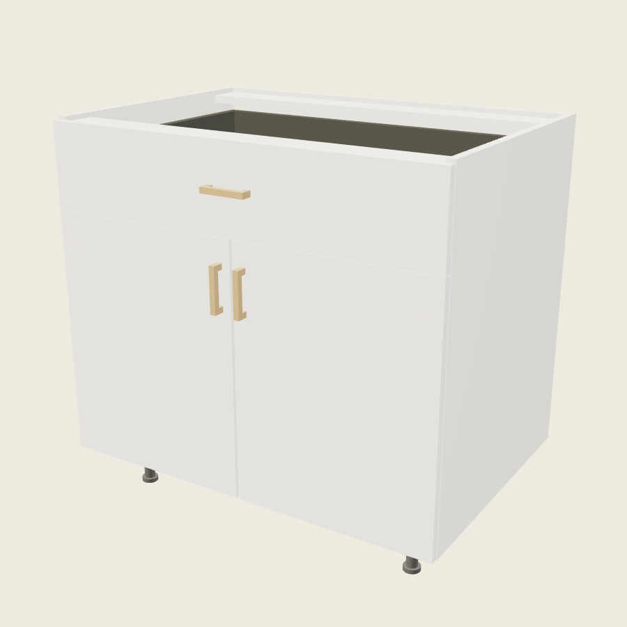 Palermo Gloss White Double Door Single Drawer Base - B36 — 2020 catalog rendering; finish and installed options are illustrative