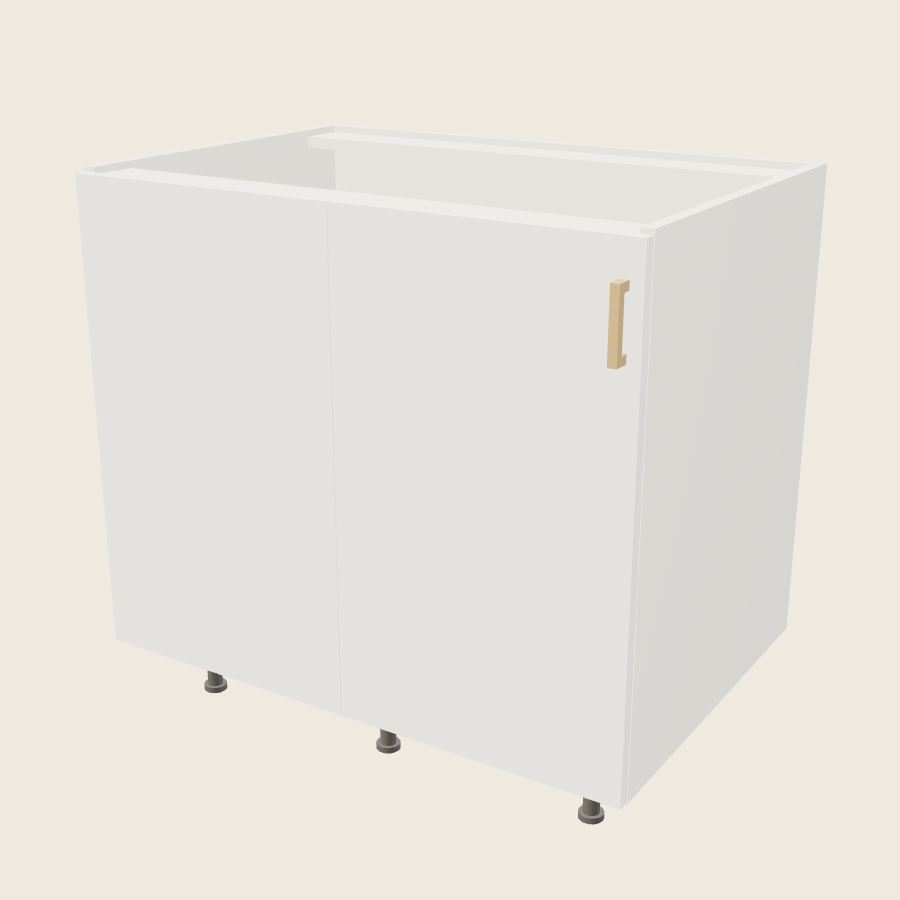 Palermo Gloss White Single Door Blind Base Corner Cabinet - BBC43/46FH — 2020 catalog rendering; left-hand arrangement shown; finish and installed options are illustrative