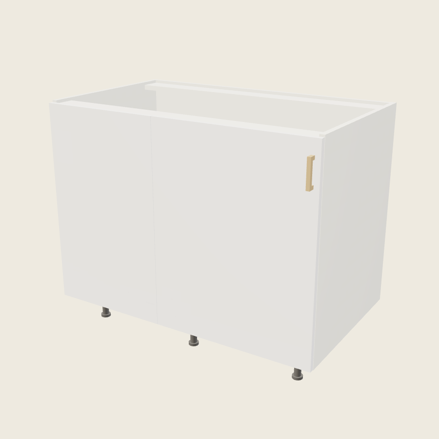 Palermo Gloss White Single Door Blind Base Corner Cabinet - BBC49/52SFH — 2020 catalog rendering; left-hand arrangement shown; finish and installed options are illustrative