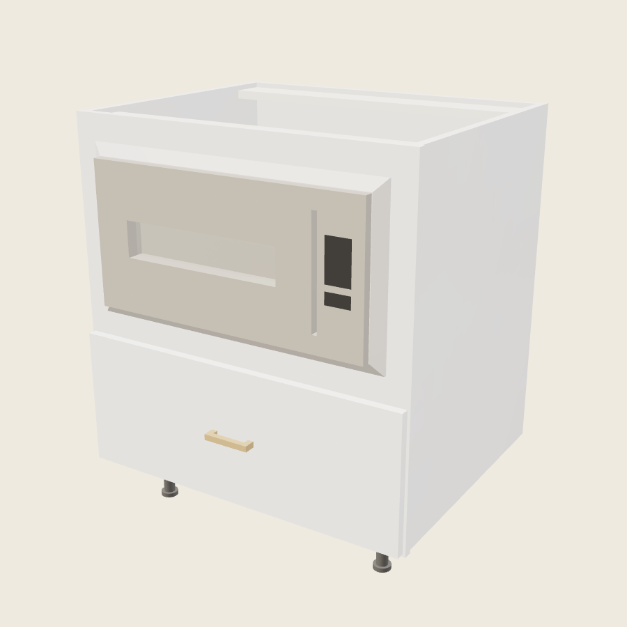 Palermo Gloss White Base Microwave Cabinet - BMW30 — 2020 catalog rendering; finish and installed options are illustrative