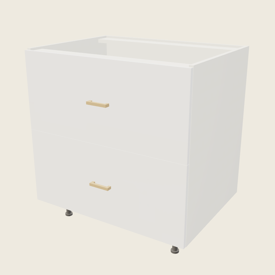Palermo Gloss White Two Drawer Range Base - RB2DB33 — 2020 catalog rendering; finish and installed options are illustrative