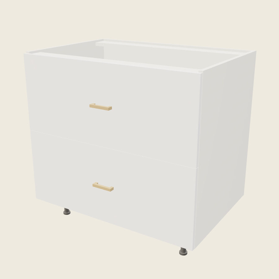 Palermo Gloss White Two Drawer Range Base - RB2DB36 — 2020 catalog rendering; finish and installed options are illustrative