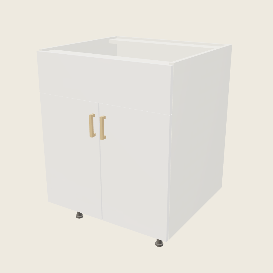 Palermo Gloss White Double Door Single False Drawer Front Sink Base - SB27 — 2020 catalog rendering; finish and installed options are illustrative