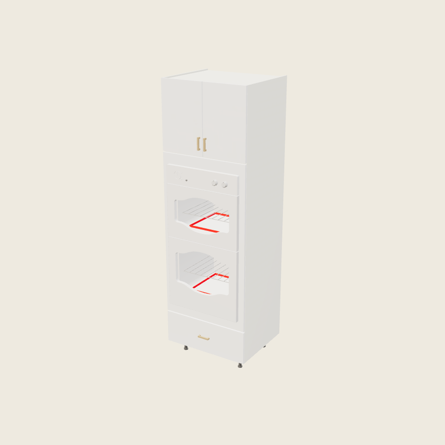 Palermo Gloss White Tall Double Oven One Drawer Utility Cabinet - TOD3094 — 2020 catalog rendering; finish and installed options are illustrative