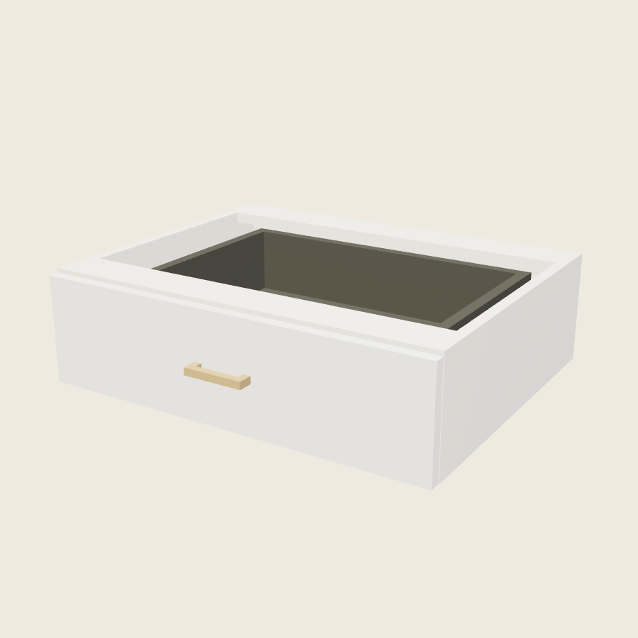 Palermo Gloss White Vanity Knee Drawer - VKD27 — 2020 catalog rendering; finish and installed options are illustrative