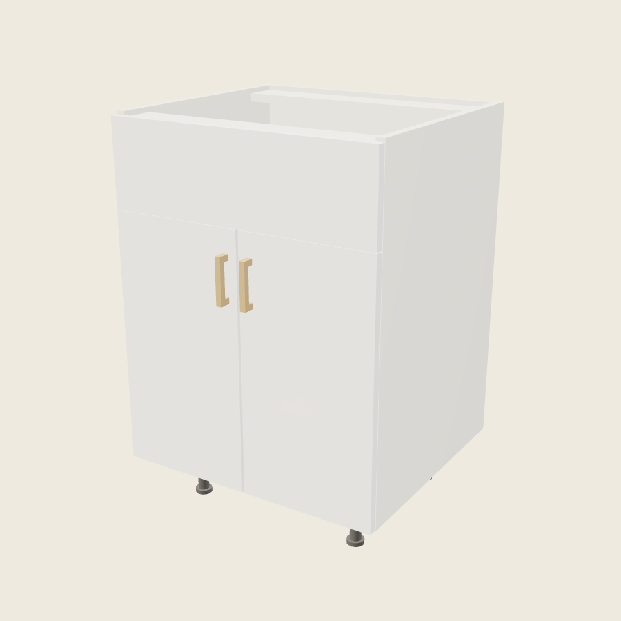 Palermo Gloss White Double Door Single False Drawer Front Vanity Sink Base - VSB24 — 2020 catalog rendering; finish and installed options are illustrative