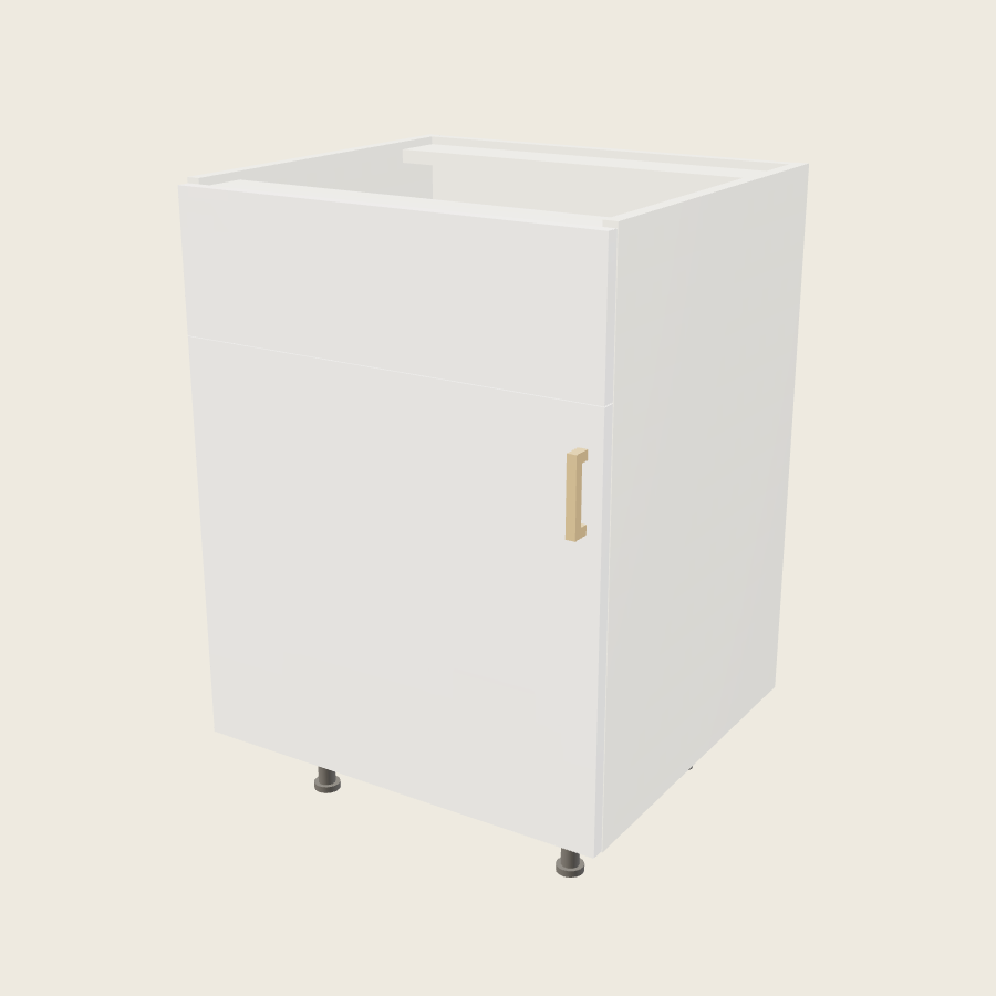 Palermo Gloss White Single Door Single False Drawer Front Vanity Sink Base - VSB24S — 2020 catalog rendering; left-hand arrangement shown; finish and installed options are illustrative