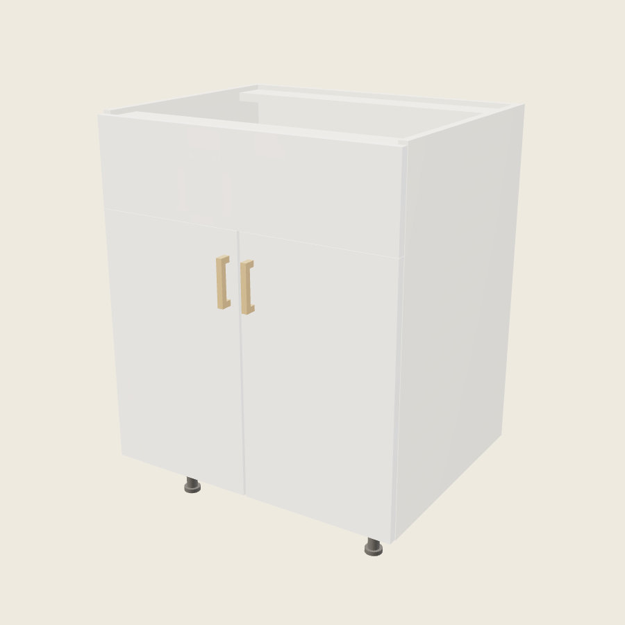 Palermo Gloss White Double Door Single False Drawer Front Vanity Sink Base - VSB27 — 2020 catalog rendering; finish and installed options are illustrative
