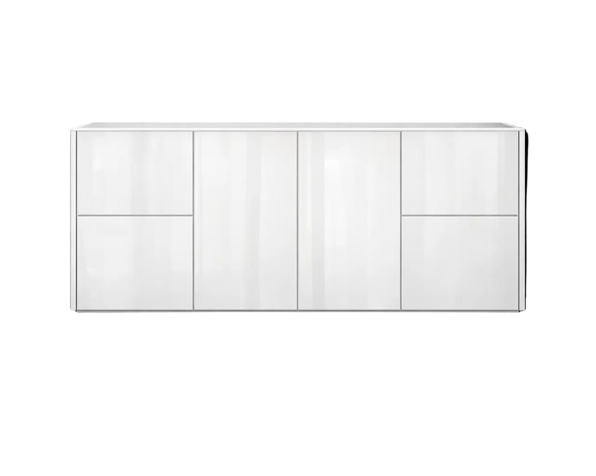 Single Bowl w/ 4 Drawers - High Gloss White
