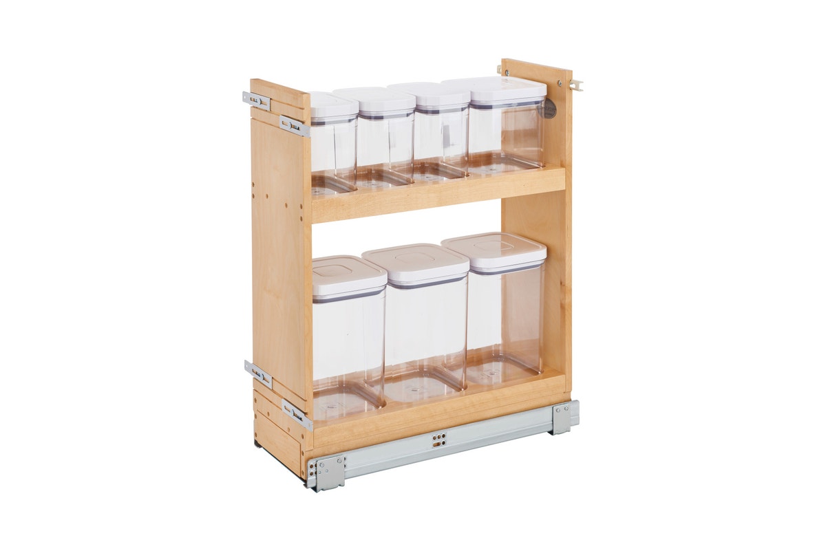 r018 | 448OXO-BCSC-8C | Base Cabinet Pullout Organizer with OXO Containers (Fits 12" Full Height Door Base)