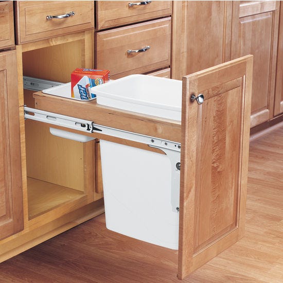 r072 | 4WCTM-12BBSCDM1-175 | Top Mount Maple Pullout w/ Single 35qt Waste Container and Ball Bearing Soft-Close