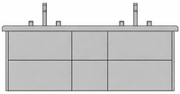 Halo 60" Double Bowl w/ 6 Drawers