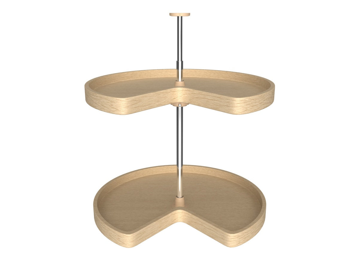 r067 | LD-4BW-472-24-1 | 24" Banded Wood Kidney Shape 2-Shelf Lazy Susan Set