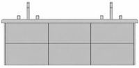 Halo 72" Double Bowl Vanity w/ 6 Drawers