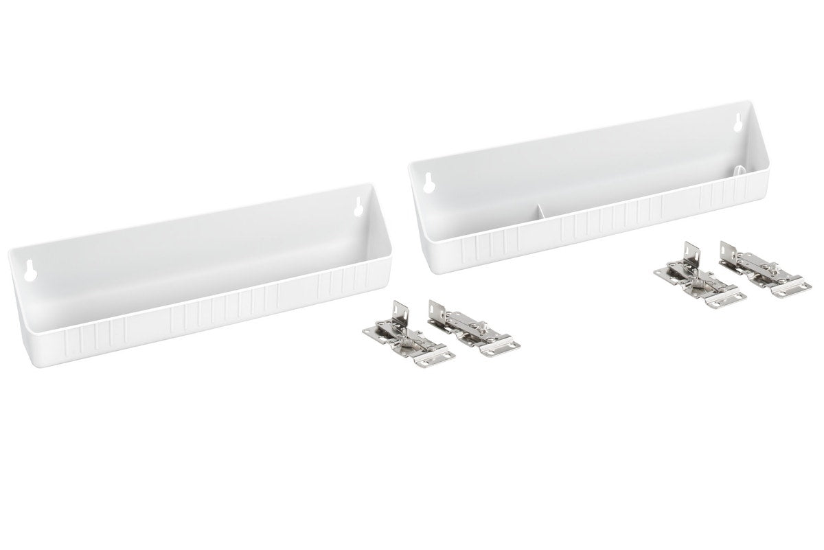 r051 | 6572-14-11-52 | 14" White Polymer Tip Out Sink Front Tray Set w/ Hinges
