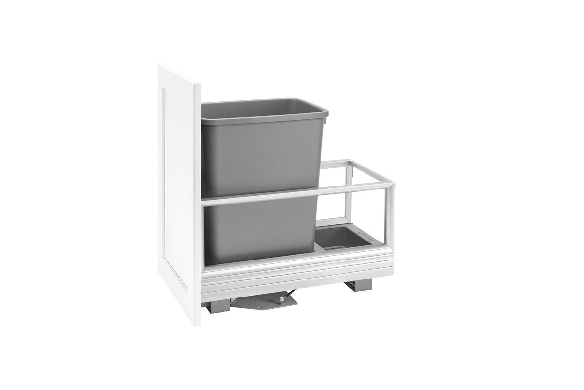 r074 | 5149-15DM-117 | Bottom Mount Aluminum Pullout w/ Single 35 qt Waste Container and Rev-A-Motion Slides