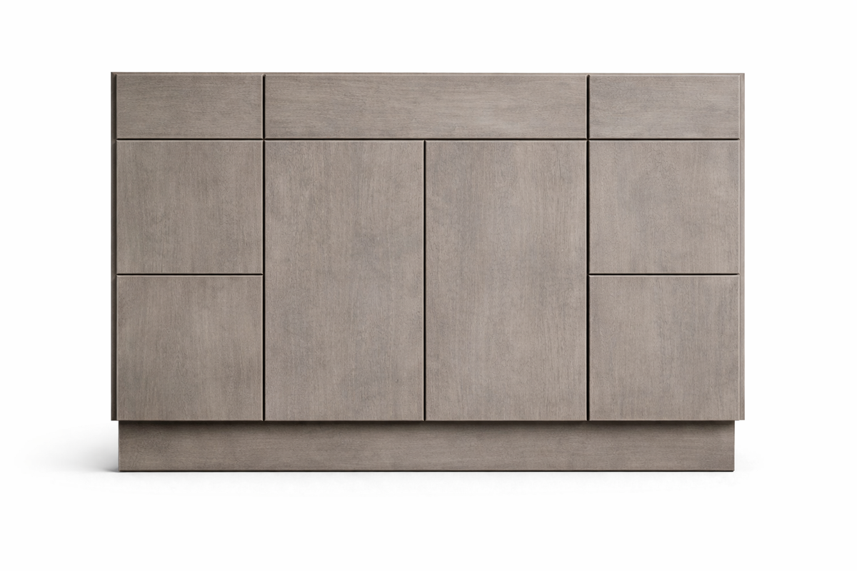 Slab Style Vanity Combination Six Drawer w/ Butt Doors in Ashen
