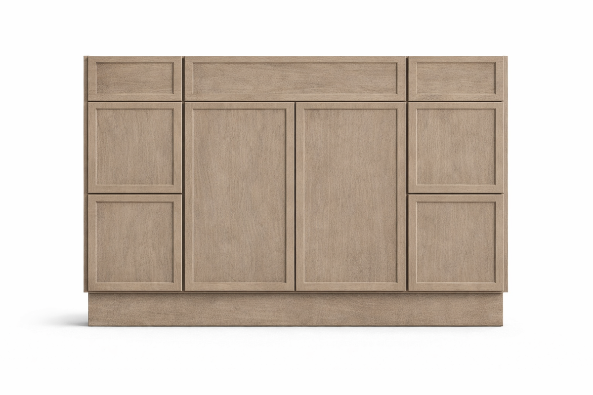 Slim Shaker Style Vanity Combination Six Drawer w/ Butt Doors in Portabella