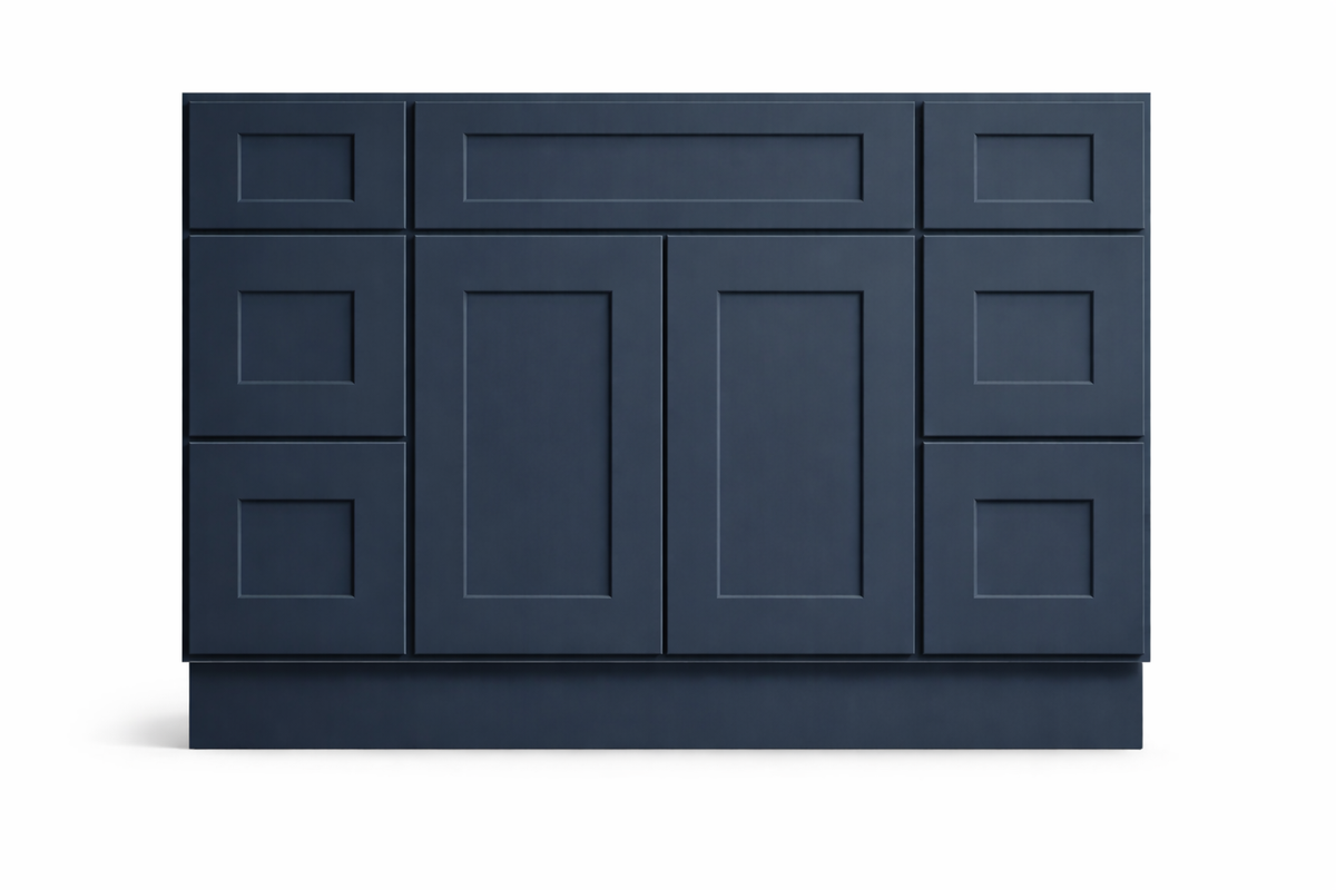 Shaker Style Vanity Combination Six Drawer w/ Butt Doors in SW6244 Naval