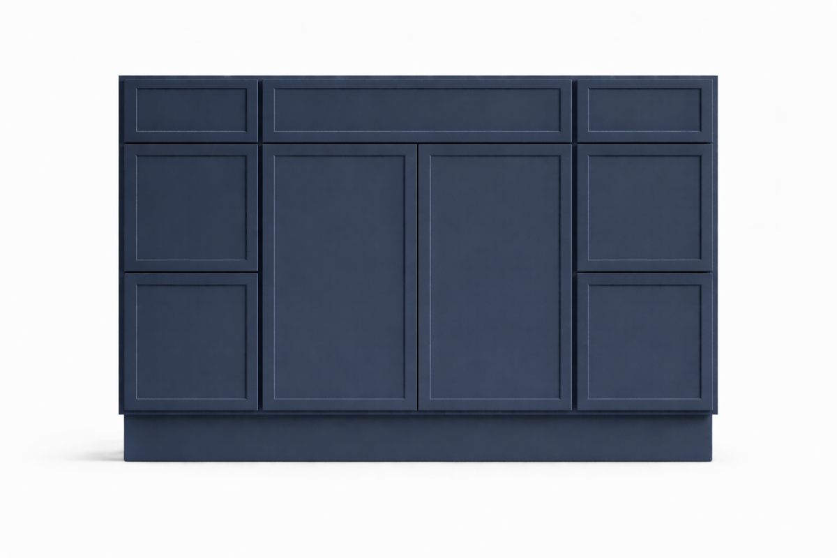 Slim Shaker Style Vanity Combination Six Drawer w/ Butt Doors in SW6244 Naval