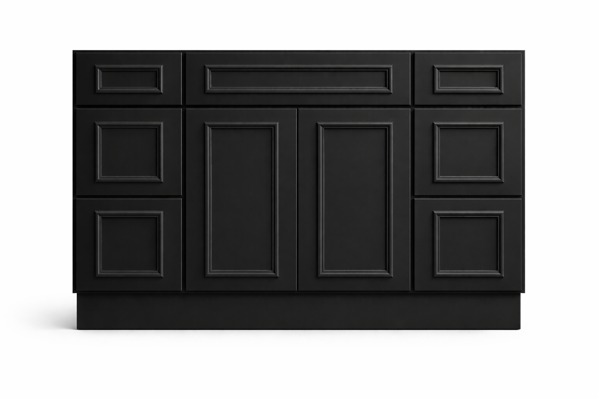 CRP-10161 Style Vanity Combination Six Drawer w/ Butt Doors in SW6258 Tricorn Black