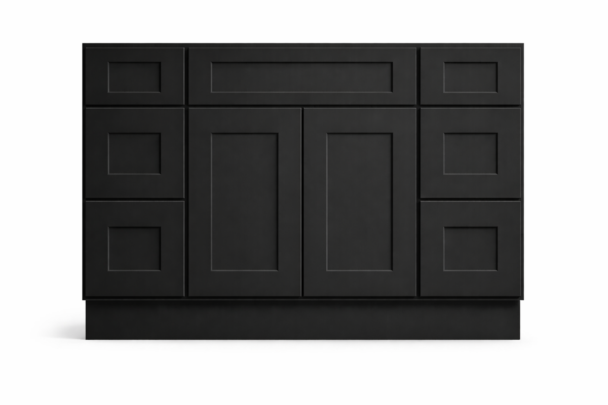 Shaker Style Vanity Combination Six Drawer w/ Butt Doors in SW6258 Tricorn Black