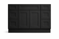 Shaker Style Vanity Combination Six Drawer w/ Butt Doors in SW6258 Tricorn Black