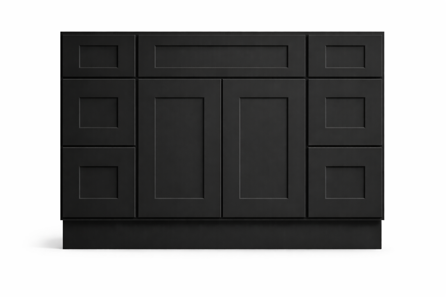 Shaker Style Vanity Combination Six Drawer w/ Butt Doors in SW6258 Tricorn Black