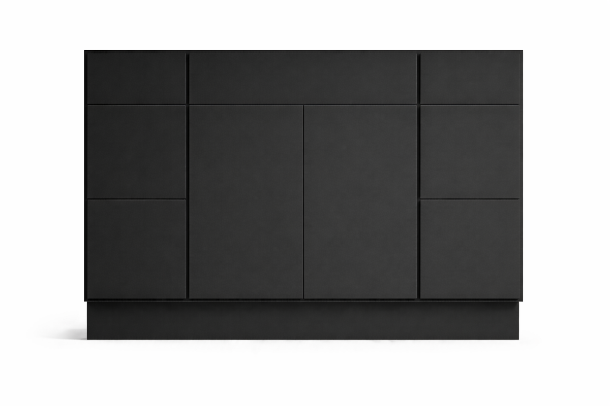 Slab Style Vanity Combination Six Drawer w/ Butt Doors in SW6258 Tricorn Black