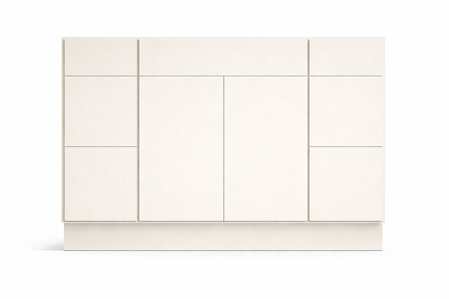 Slab Style Vanity Combination Six Drawer w/ Butt Doors in SW7010 White Duck